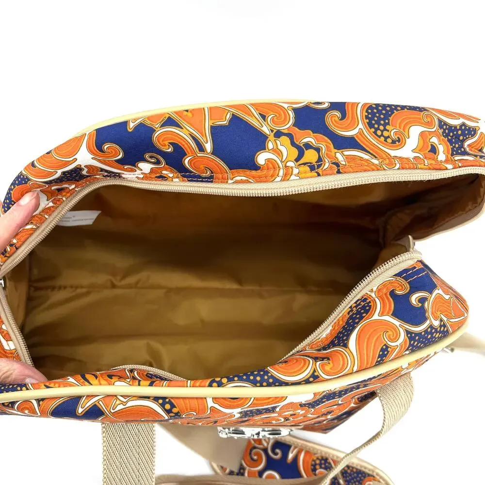 Kathy Van Zeeland orange‎ paisley gold overnight bag